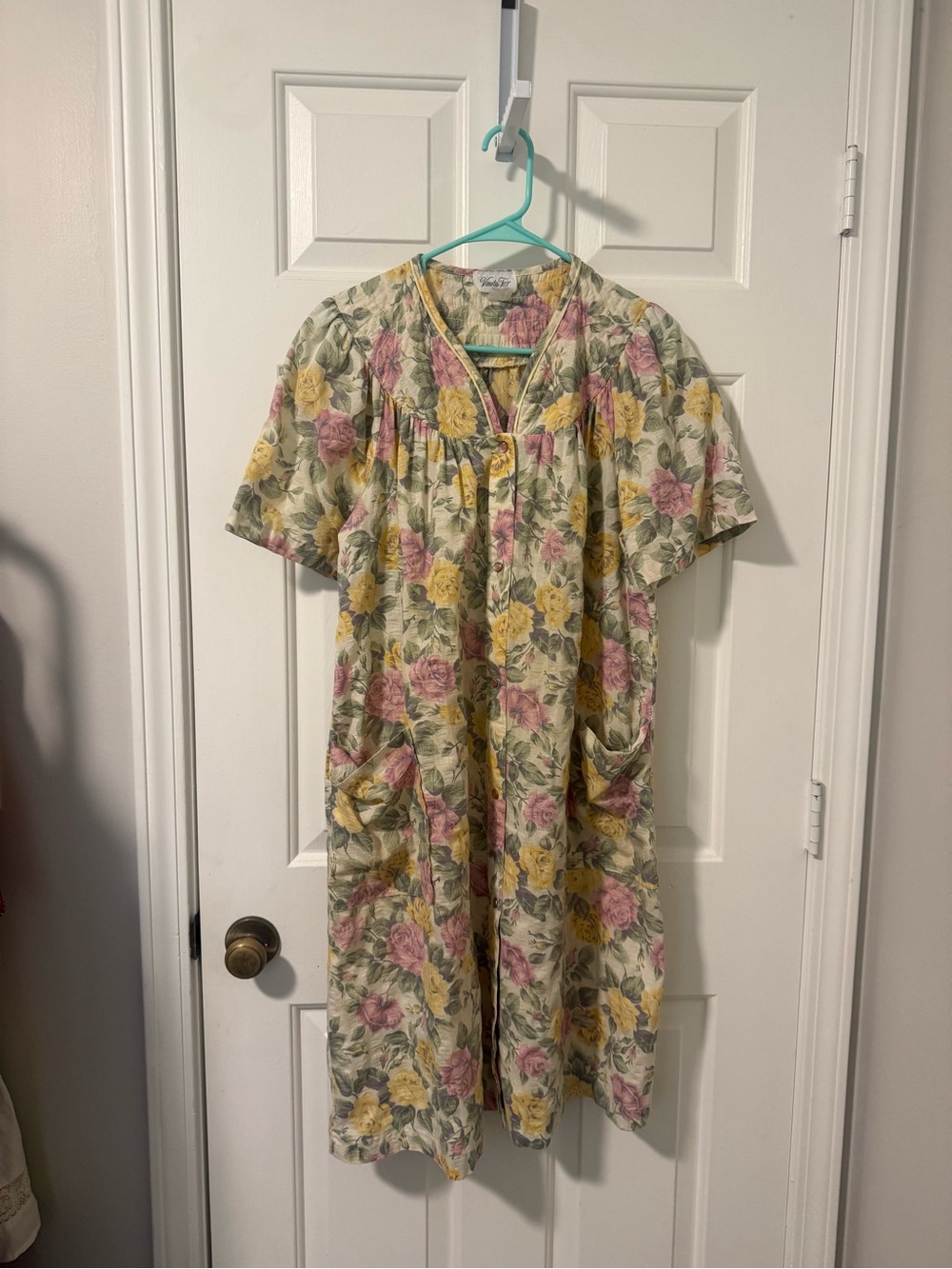 Floral Short-Sleeve Pajama Nightgown - Pink & Yellow